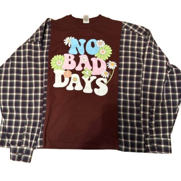 Handmade One of a Kind Multicolor Upcycled Long Sleeve Pullover Shirt - Picture 3 of 6